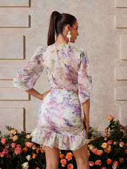 Yaelyra V Neck Floral Skirt Set