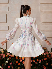 Yexara V Neck Floral Mini Dress