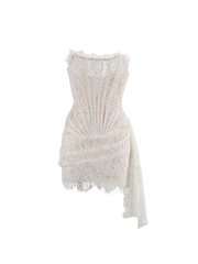Yolita Strapless Lace Dress In White