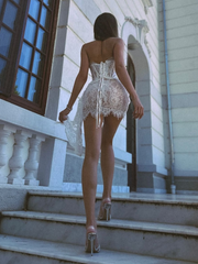 Yolita Strapless Lace Dress In White