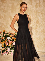 Zalvryn Sleeveless Knitted Midi Dress In Black