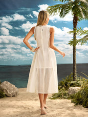 Zalvryn Sleeveless Knitted Midi Dress In White