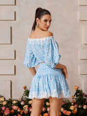Zexor Off Shoulder Printed Skirt Set