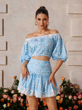 Zexor Off Shoulder Printed Skirt Set