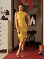 Zulekha High Neck Fringe Midi Dress