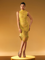 Zulekha High Neck Fringe Midi Dress