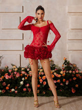 Zyrion Off Shoulder Lace Flower Mini Dress