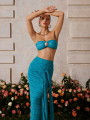 Zyrndis Strapless Seashell Skirt Set In Blue
