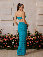 Zyrndis Strapless Seashell Skirt Set In Blue