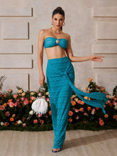 Zyrndis Strapless Seashell Skirt Set In Blue