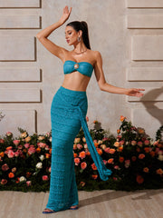 Zyrndis Strapless Seashell Skirt Set In Blue