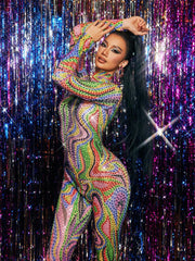 Zyxandor High Neck Rhinestone Jumpsuit