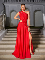 Zyxara One Shoulder Split Maxi Dress