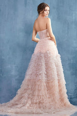 Andrea & Leo A0767 Prom Long Strapless Ruffled Ombre Ball Gown