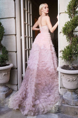 Andrea & Leo A0767 Prom Long Strapless Ruffled Ombre Ball Gown