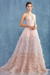 Andrea & Leo A0767 Prom Long Strapless Ruffled Ombre Ball Gown