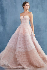 Andrea & Leo A0767 Prom Long Strapless Ruffled Ombre Ball Gown