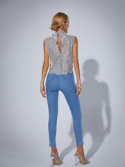 Marilyn Split Chain Chainmail Top In Silver