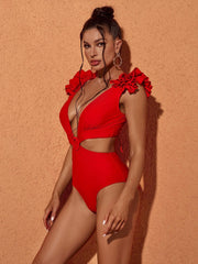 Danni Cutout Swimwear Two Piece Set In Red