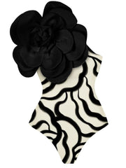 Aureliana Flower Zebra Printed One Piece Swimsuit