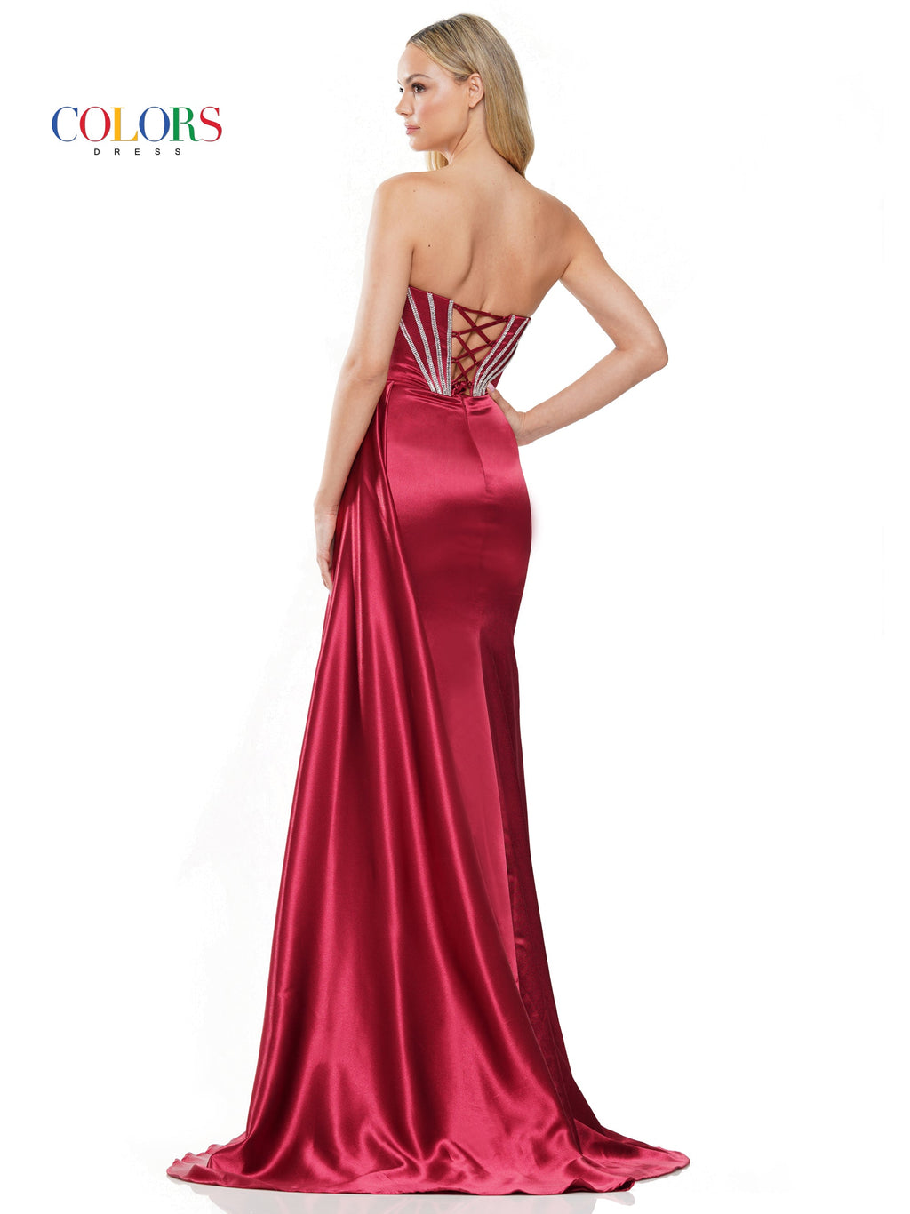 Colors 3102 Long Strapless Fitted Prom Dress