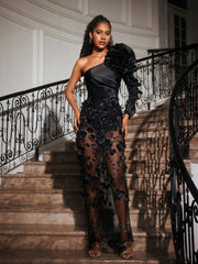 Abbey One Shoulder Flower Maxi Dress