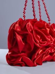 Adahy Flower Satin Bag In Red