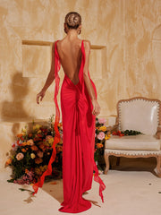 Aelthar Spaghetti Flower Maxi Dress