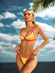 Agaton Stripe Bikini Two Piece Set In Orange