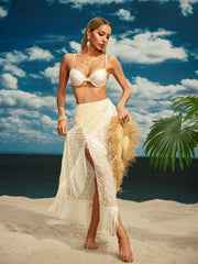 Aglaia Fringe Bikini Three Piece Set