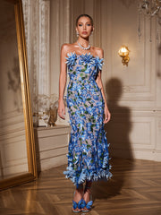 Agnew Strapless Flower Embroidered Dress