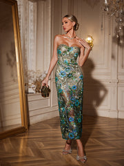 Agron Flower Embroidered Sequin Dress