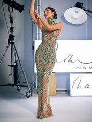 Ahava Rhinestone Embellished Maxi Dress