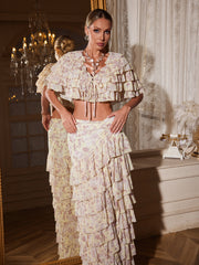Aiattaua Ruffle Tiered Floal Skirt Set