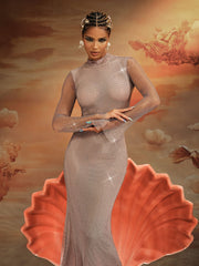 Aingeal Long Sleeve Crystal Maxi Dress