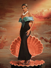 Ajani Off Shoulder Bead Bandage Maxi Dress