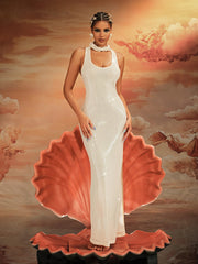 Akanji Plunge Neck Sequin Maxi Dress