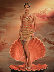 Akay Gemstone Beaded Fringe Dress