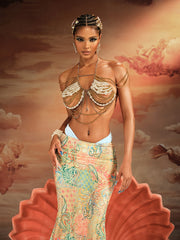 Akuji Pearl Beaded Chain Fringe Bralette