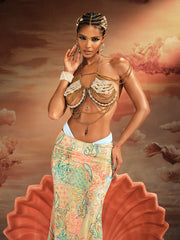 Akuji Pearl Beaded Chain Fringe Bralette