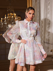 Alecto Long Sleeve Floral Mini Dress