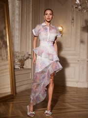 Alecto Short Sleeve Floral Ruffle Dress