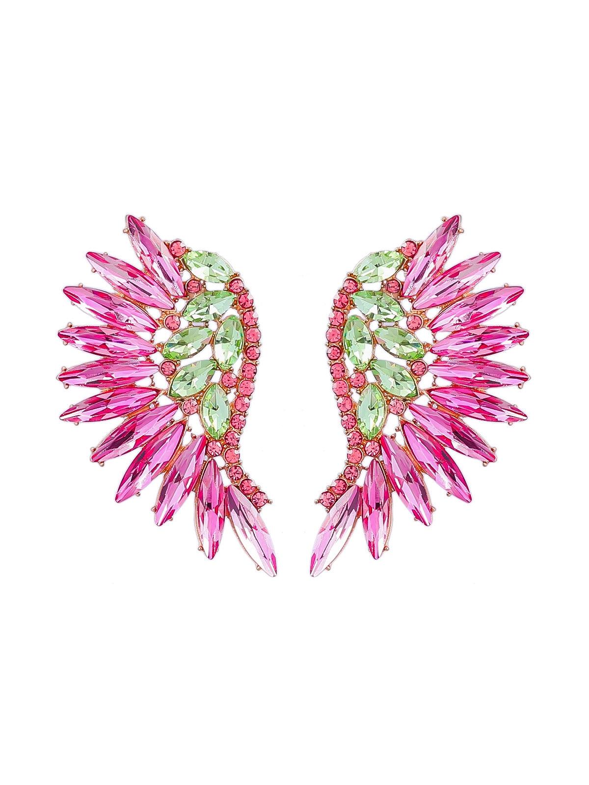 Alegria Pink Rainbow Rhinestone Earrings