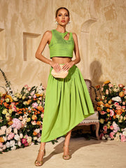 Alka Sleeveless Ruched Skirt Set