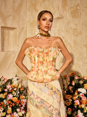 Allete Strapless Floral Printed Top