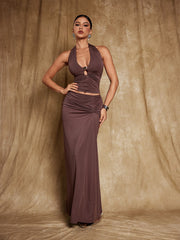 Blessing Halterneck Ruched Skirt Set