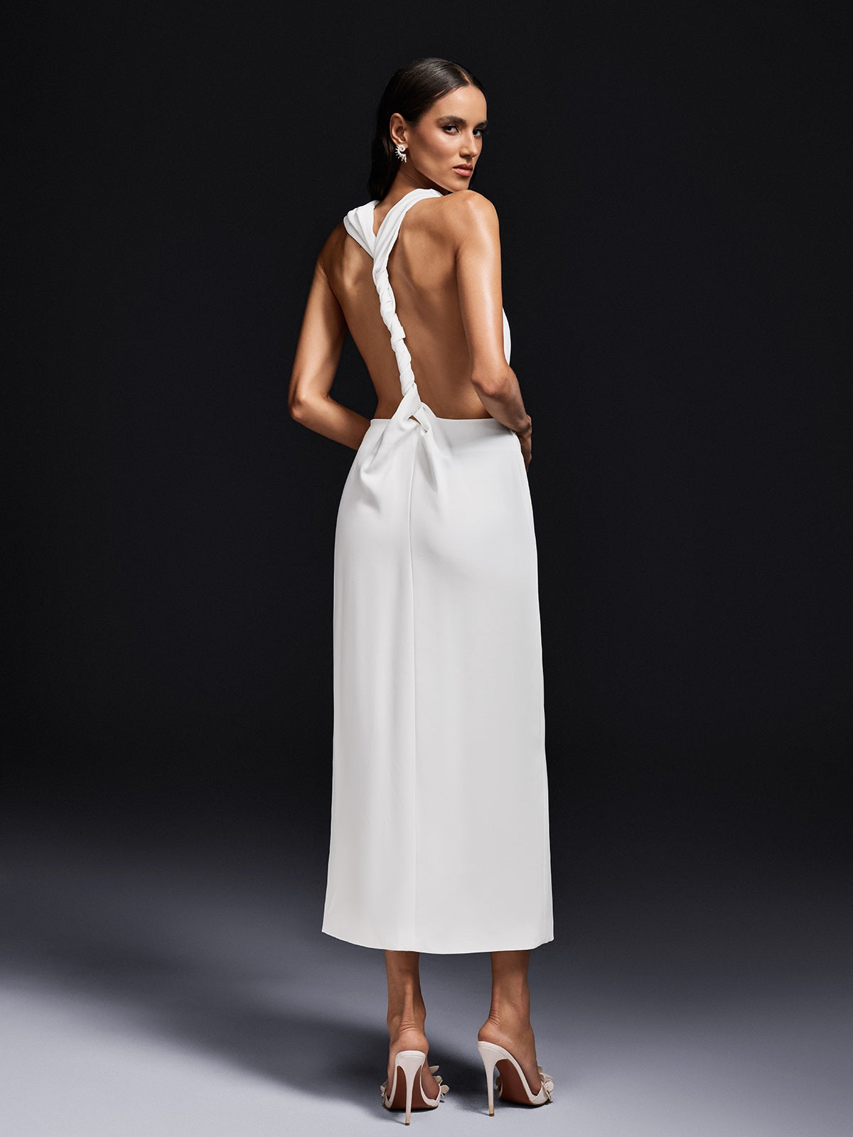 Braelion Backless Split Midi Dress