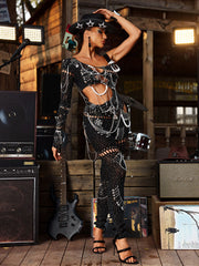 Brynx One Shoulder Cutout Chain Jumpsuit In Black