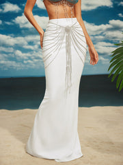 Carrick Crystal Body Chain Skirt In Silver