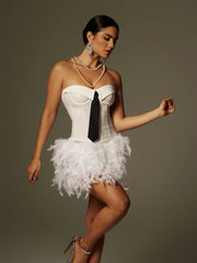 Cruze Strapless Feather Skirt Set